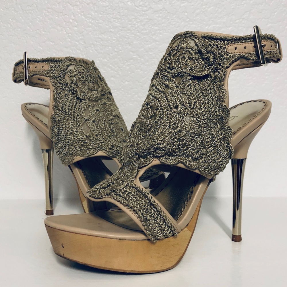 Bebe Crochet Lace Heels
